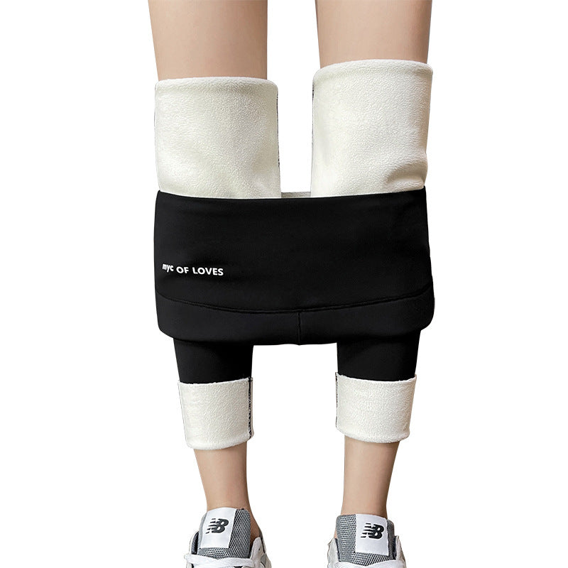 Plus Fleece Outer Wear Autumn And Winter Thick High Waist Leggings Women