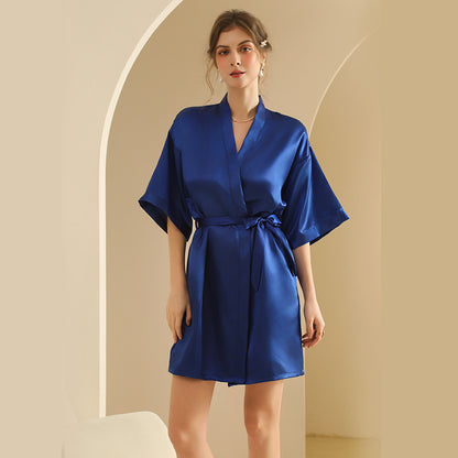 Women's Emulation Silk Nightgown Thin Cardigan