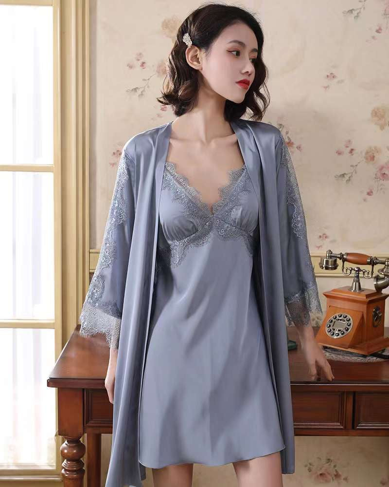 Suspender Nightgown Two Piece Set Mid Length Home Wear