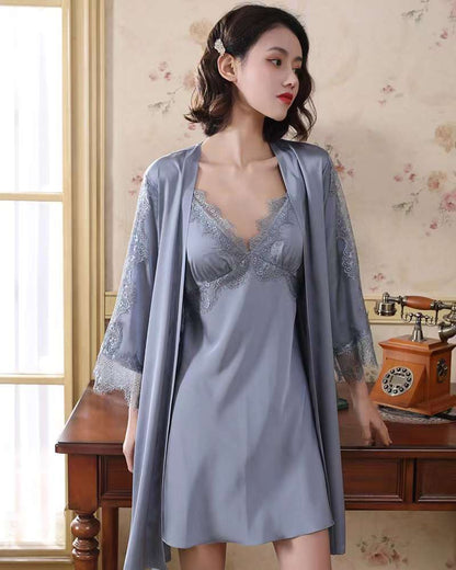 Suspender Nightgown Two Piece Set Mid Length Home Wear
