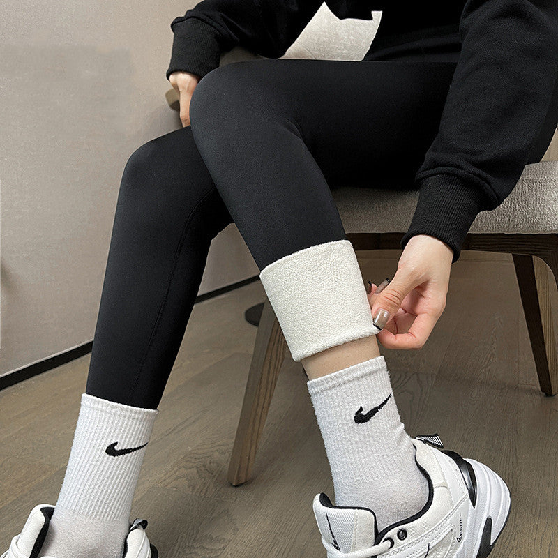 Plus Fleece Outer Wear Autumn And Winter Thick High Waist Leggings Women